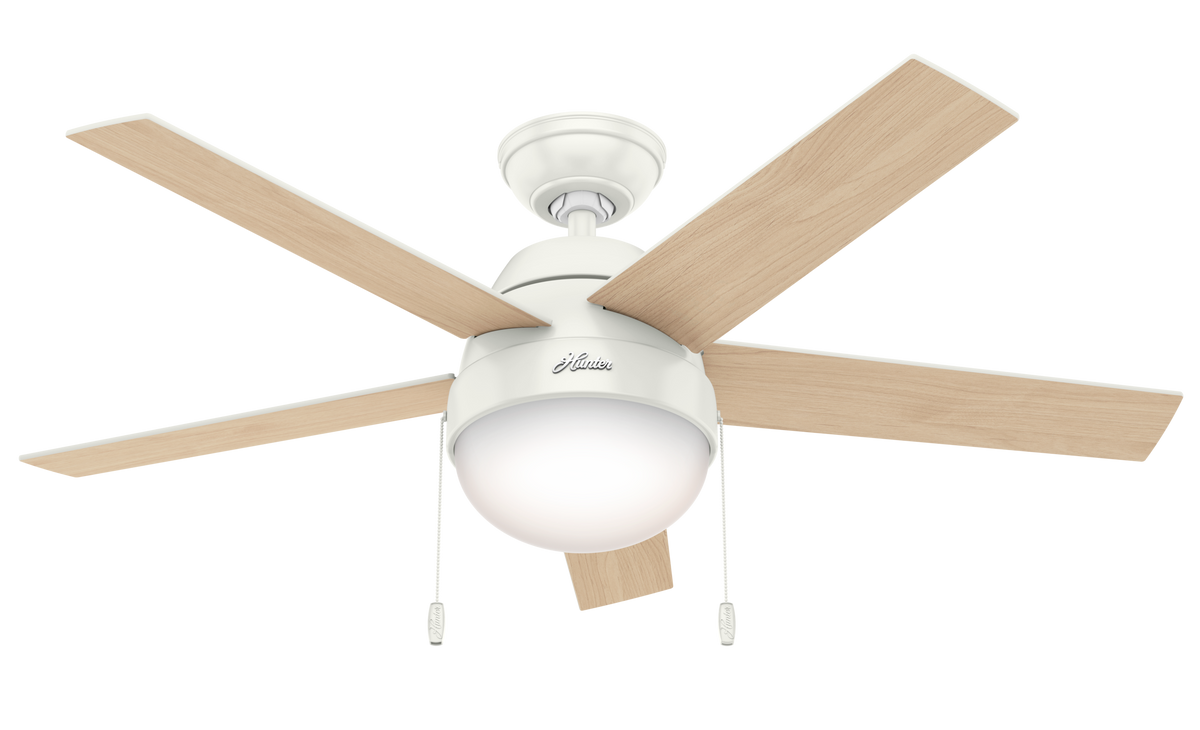 46 inch Anslee Fresh White Ceiling Fan with LED Light Kit and Pull Chain