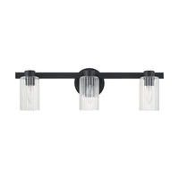 Bedminster 24-inch 3-light Matte Black Vanity Light with Clear Ribbed Glass Shades