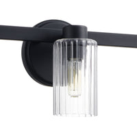 Bedminster 24-inch 3-light Matte Black Vanity Light with Clear Ribbed Glass Shades