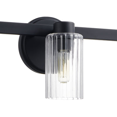Bedminster 24-inch 3-light Matte Black Vanity Light with Clear Ribbed Glass Shades