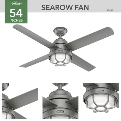 54 inch Searow Matte Silver WeatherMax Indoor / Outdoor Ceiling Fan with LED Light Kit and Wall Control