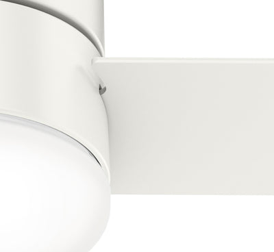 52 inch Minimus Fresh White Low Profile Ceiling Fan with LED Light Kit and Handheld Remote