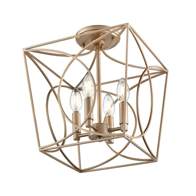 14'' Tracy Painted Modern Gold 4 Light Semi-Flush Mount