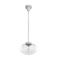 Saddle Creek 10-inch 1-light Brushed Nickel Schoolhouse Pendant with Seeded Glass
