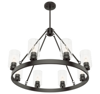 Hartland 32-inch 8-light Noble Bronze Chandelier with Seeded Glass