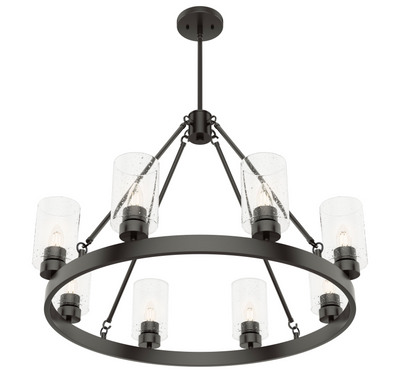 Hartland 32-inch 8-light Noble Bronze Chandelier with Seeded Glass