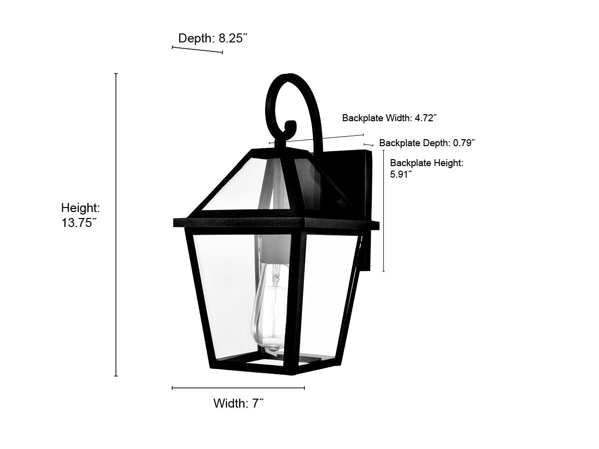 7'' Eston Textured Black 1 Light Wall Sconce