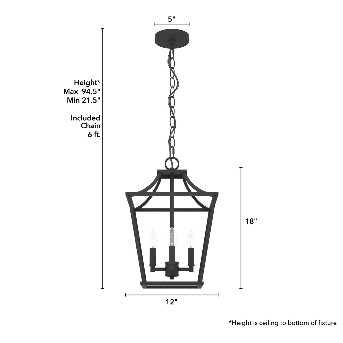 Laurel Ridge 12-inch 4-light Natural Black Iron Lantern Pendant