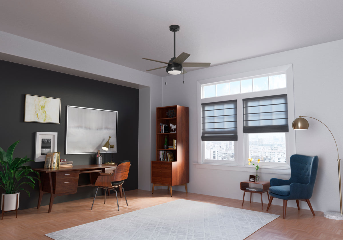 44 inch Burroughs Matte Black Ceiling Fan with LED Light Kit and Pull Chain
