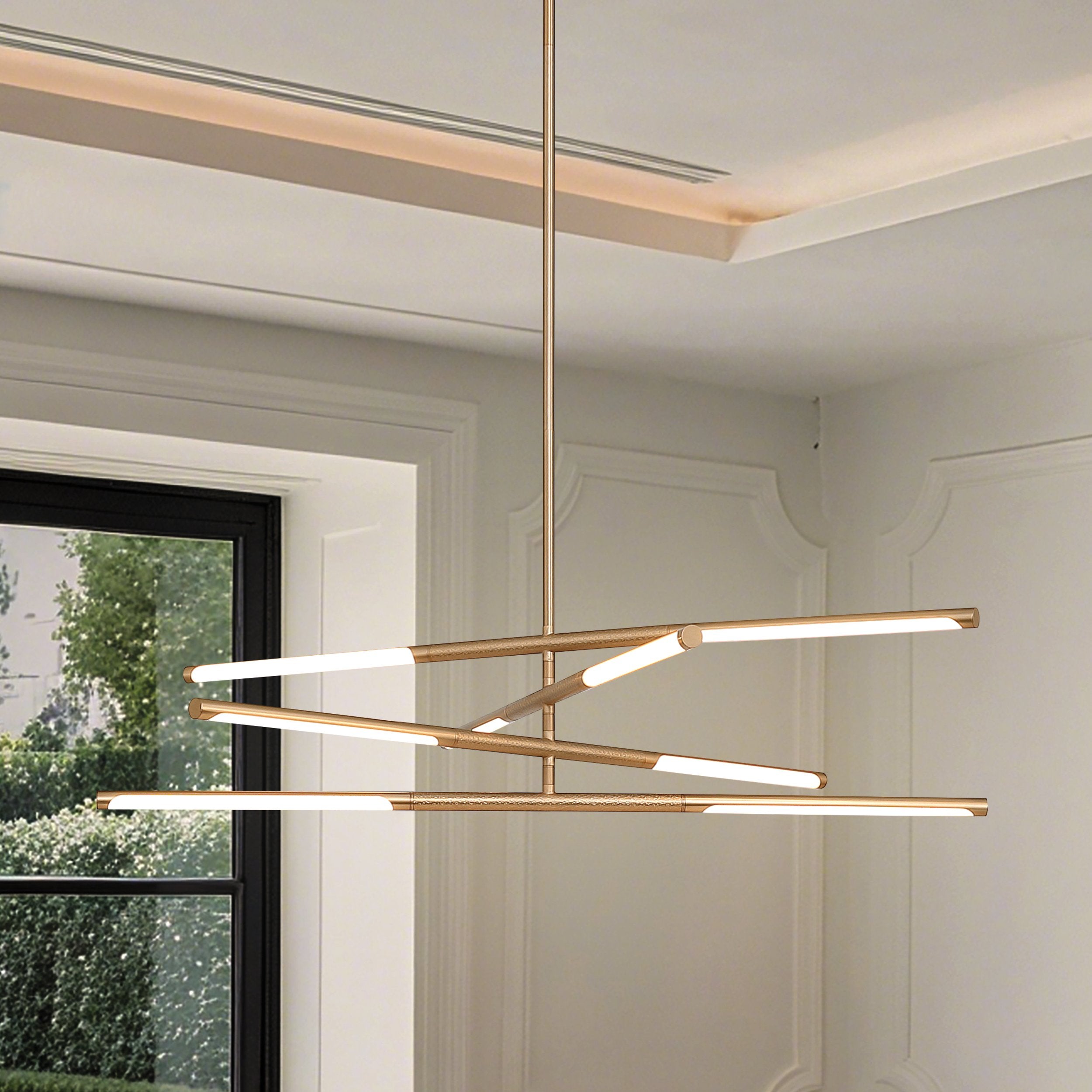 Overture 36-inch 8-light Champagne Gold 5CCT LED Chandelier