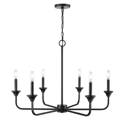 23'' Herring Matte Black 6 Light Chandelier