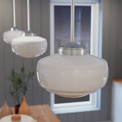 Saddle Creek 10-inch 1-light Brushed Nickel Schoolhouse Pendant with Cased White Glass