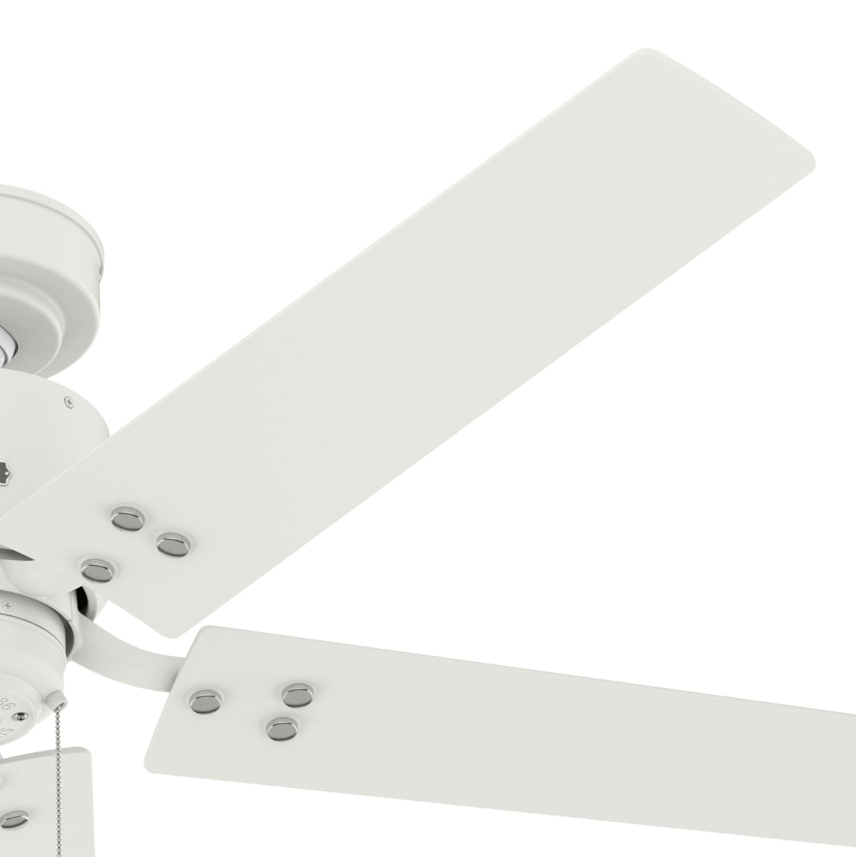 52 inch Windbound Matte White Damp Rated Ceiling Fan and Pull Chain