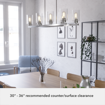 Hartland 40-inch 8-light Brushed Nickel Linear Chandelier with Seeded Glass