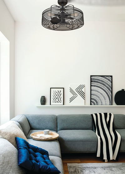23.5''  Blades Matte Black  Indoor DC Fandelier With Wall Control