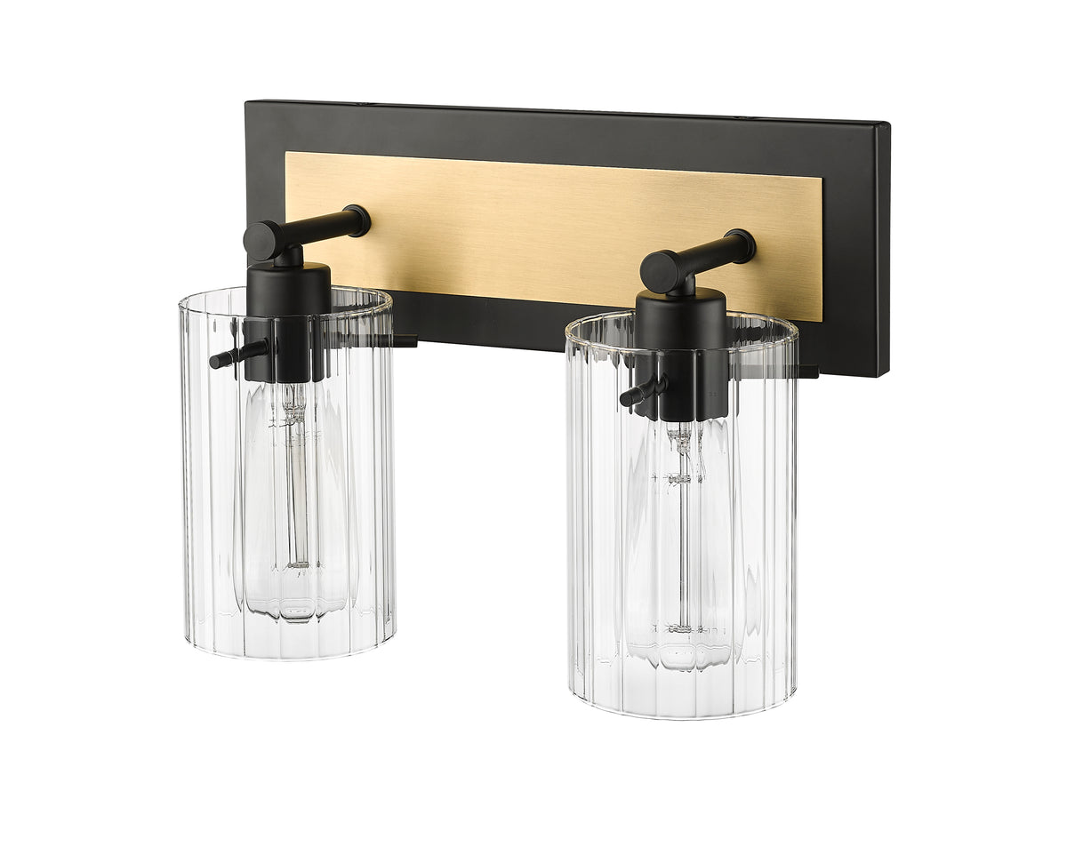 13'' Gasol Matte Black/Vintage Brass 2 Light Bath Vanity