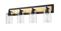 28.75'' Gasol Matte Black/Vintage Brass 4 Light Bath Vanity