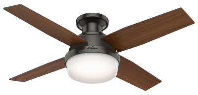 44 inch Dempsey Noble Bronze Low Profile Ceiling Fan with LED Light Kit and Handheld Remote
