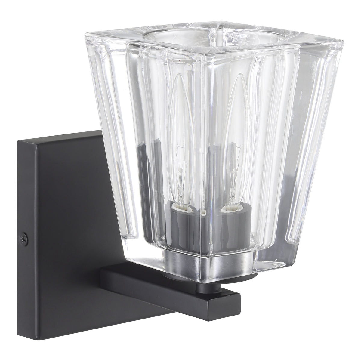 Valentin 4-inch 1-light Matte Black Vanity Light with Clear Pressed Glass Shade