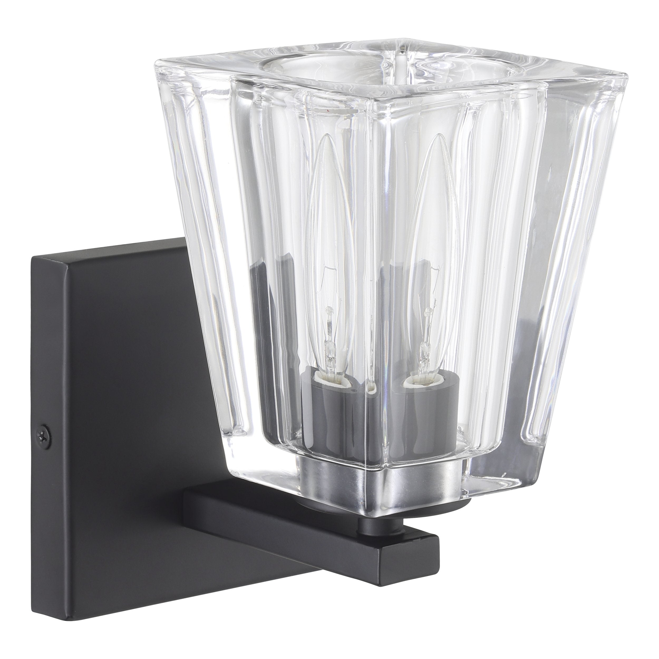 Valentin 4-inch 1-light Matte Black Vanity Light with Clear Pressed Glass Shade
