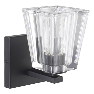 Valentin 4-inch 1-light Matte Black Vanity Light with Clear Pressed Glass Shade