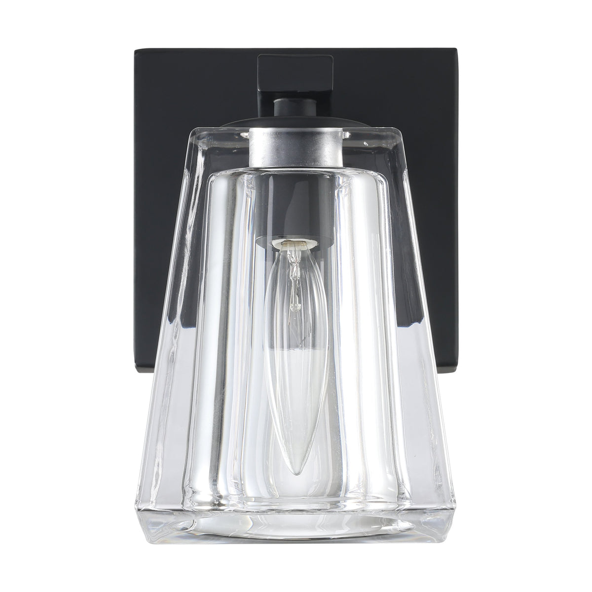 Valentin 4-inch 1-light Matte Black Vanity Light with Clear Pressed Glass Shade