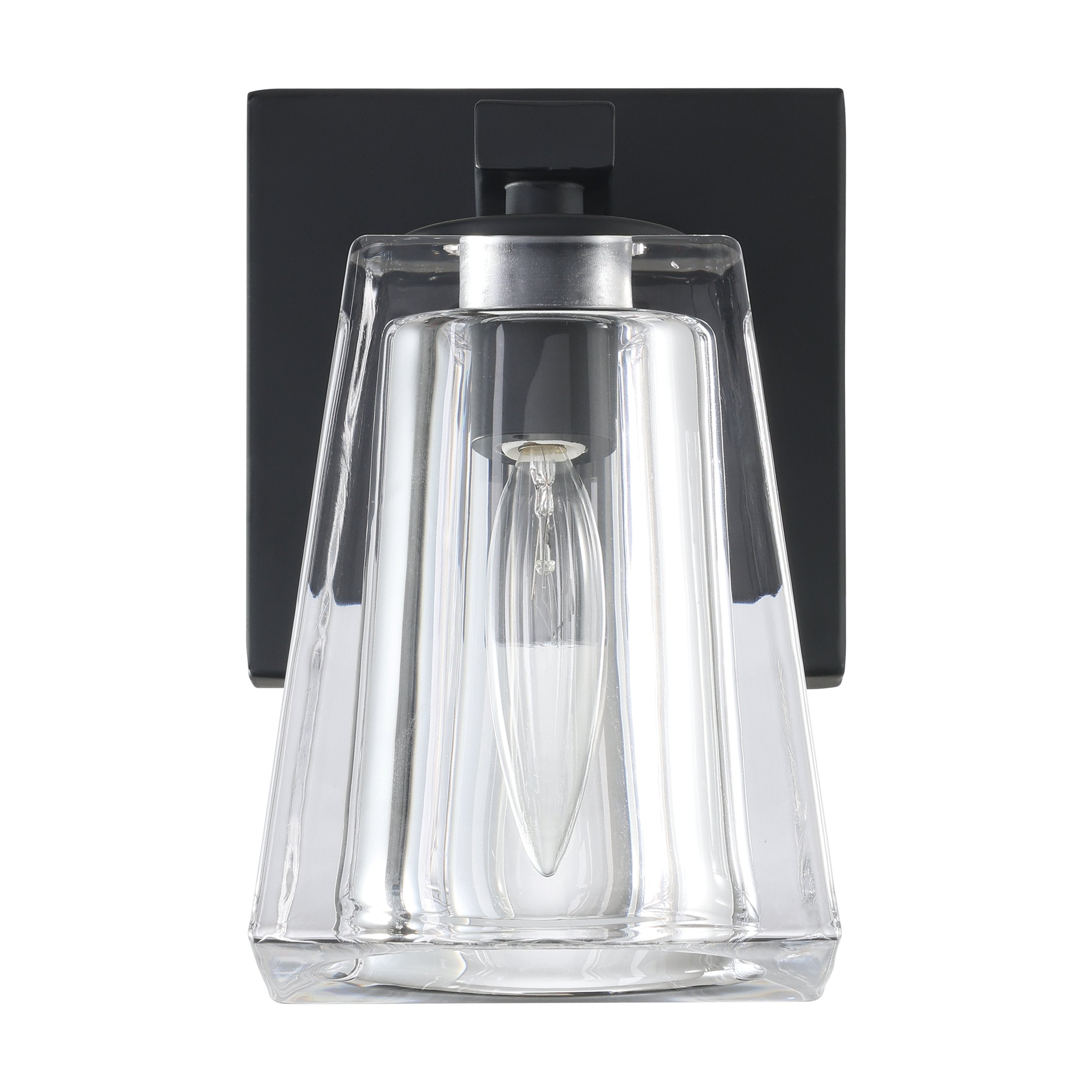 Valentin 4-inch 1-light Matte Black Vanity Light with Clear Pressed Glass Shade