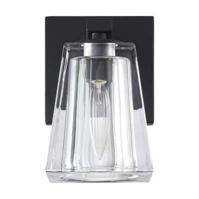 Valentin 4-inch 1-light Matte Black Vanity Light with Clear Pressed Glass Shade