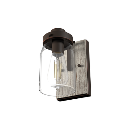 Devon Park 8.5-inch 1-light Onyx Bengal and Barnwood Wall Sconce with Clear Glass