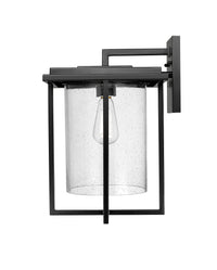 17-inch Adair Powder Coated Black 1-Light Outdoor Wall Sconce with Clear Seeded Glass