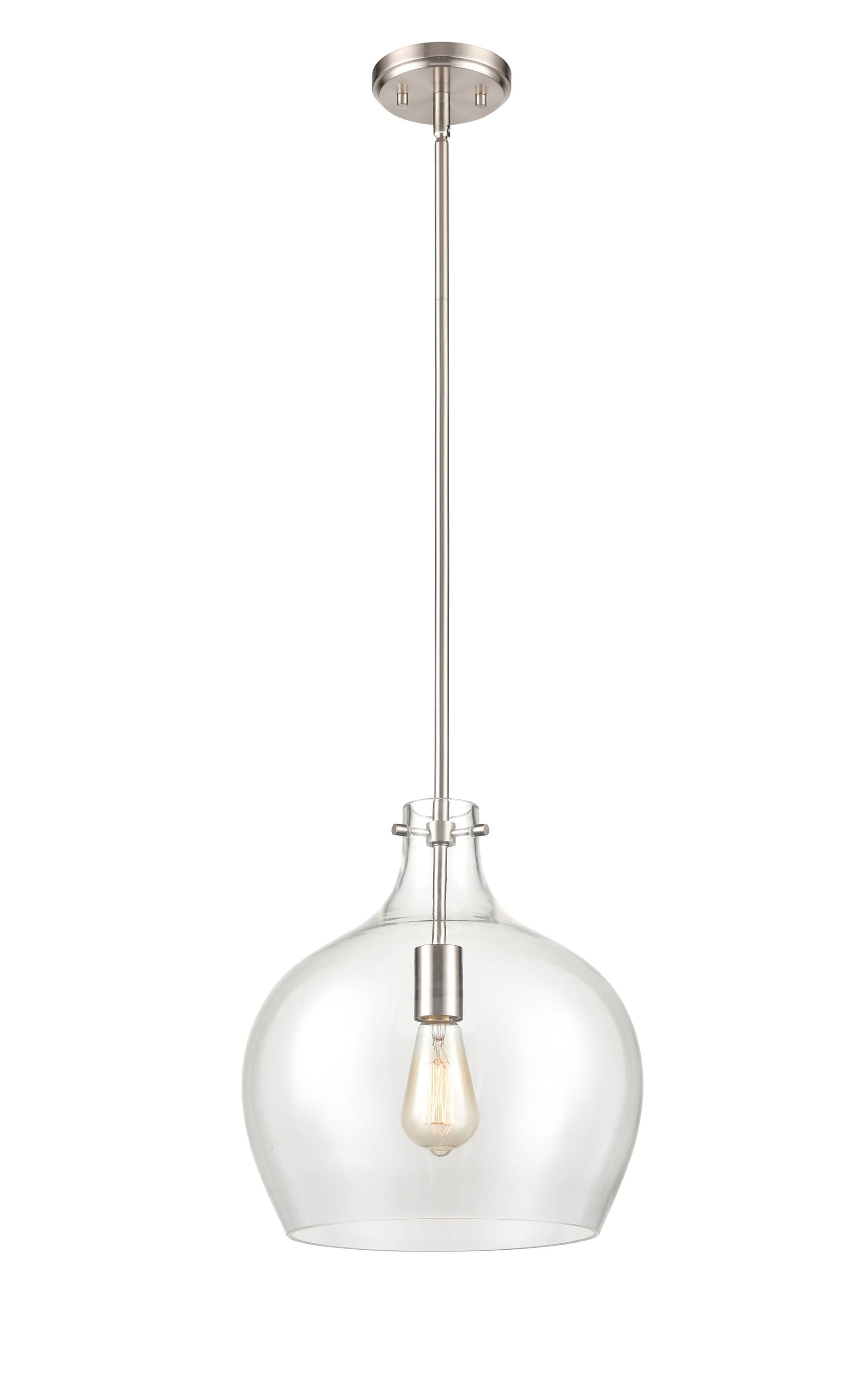 13-inch Brushed Nickel 1-Light Pendant Light