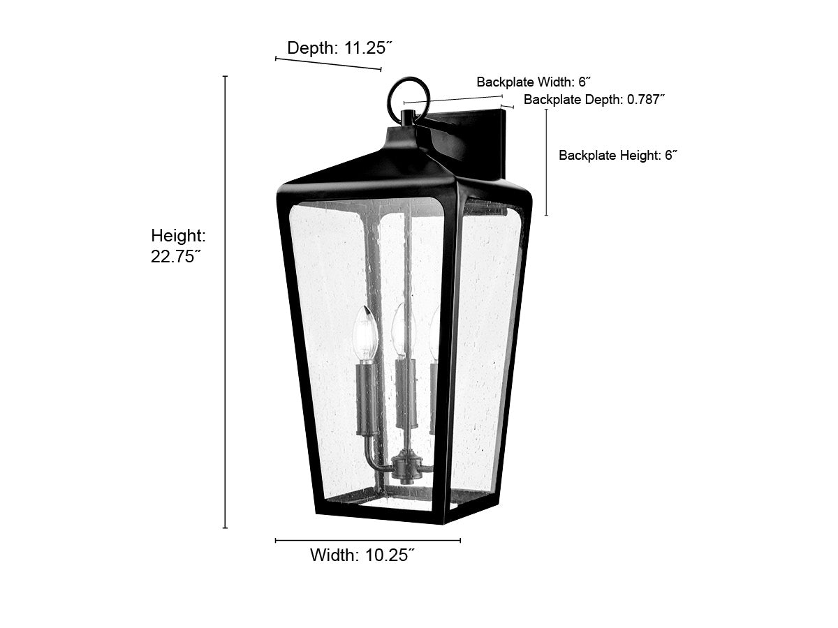 10.25'' Brooks Powder Coated Black 3 Light Wall Sconce