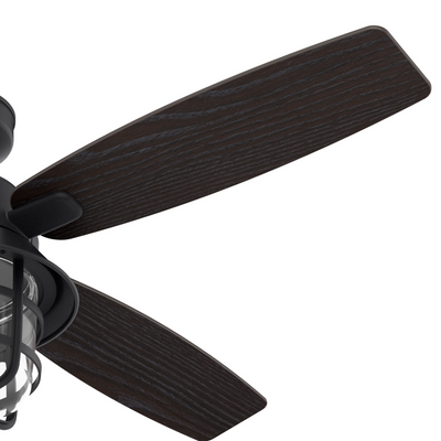 52 inch Port Royale Natural Black Iron Damp Rated Ceiling Fan with LED Light Kit and Handheld Remote
