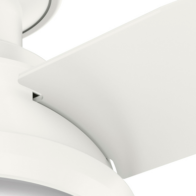 44 inch Dempsey Fresh White Low Profile Damp Rated Ceiling Fan with LED Light Kit and Handheld Remote