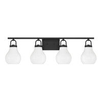 Mansfield 34-inch 4-light Matte Black Vanity Light with Opal Glass Shades