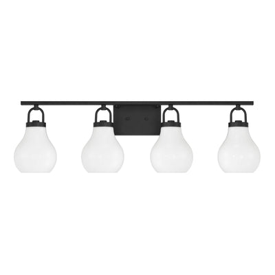 Mansfield 34-inch 4-light Matte Black Vanity Light with Opal Glass Shades