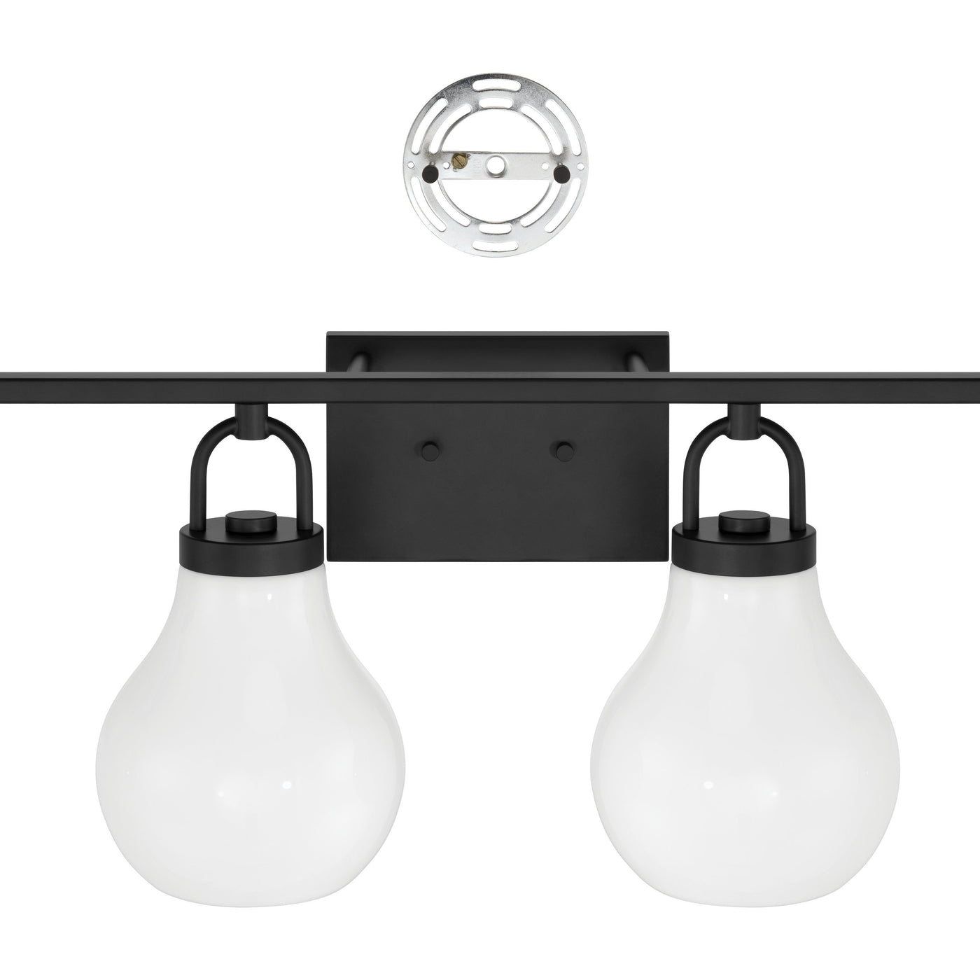 Mansfield 34-inch 4-light Matte Black Vanity Light with Opal Glass Shades