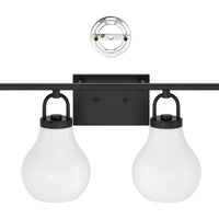 Mansfield 34-inch 4-light Matte Black Vanity Light with Opal Glass Shades