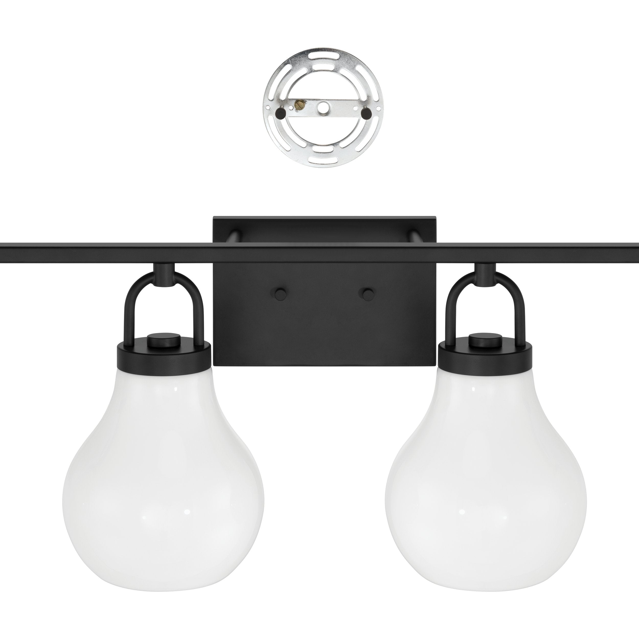 Mansfield 34-inch 4-light Matte Black Vanity Light with Opal Glass Shades