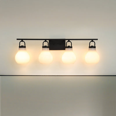 Mansfield 34-inch 4-light Matte Black Vanity Light with Opal Glass Shades