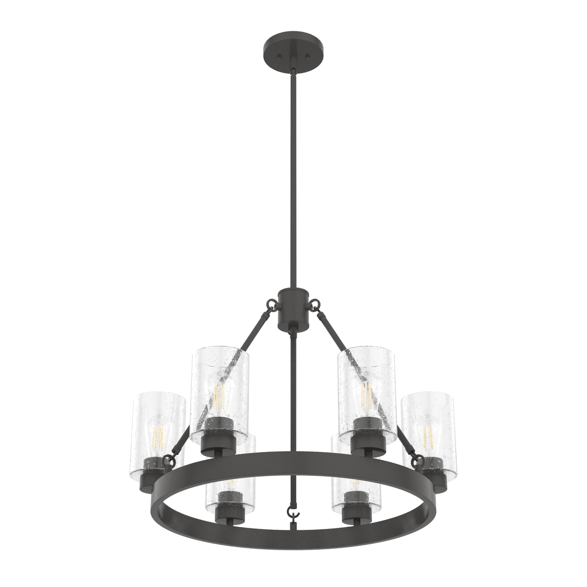 Hartland 24-inch 6-light Noble Bronze Chandelier with Seeded Glass