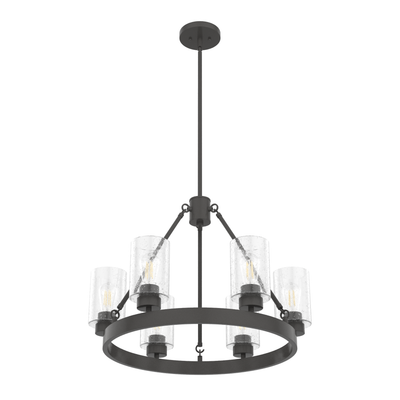 Hartland 24-inch 6-light Noble Bronze Chandelier with Seeded Glass