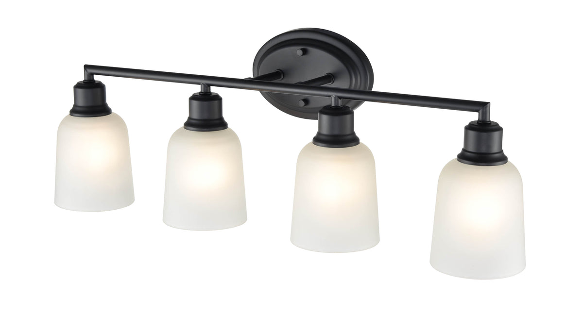 28'' Amberle Matte Black 4 Light Bath Vanity