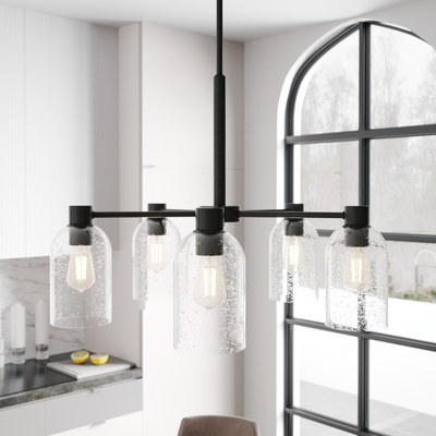 Lochemeade 26-inch 5-light Noble Bronze Chandelier with Seeded Glass
