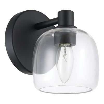 Valentina 5-inch 1-light Matte Black Vanity Light with Clear Glass Shade