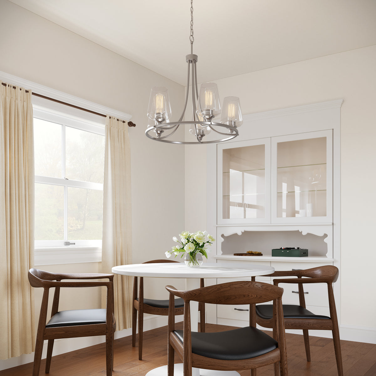 25'' Ashford Brushed Nickel 5 Light Chandelier