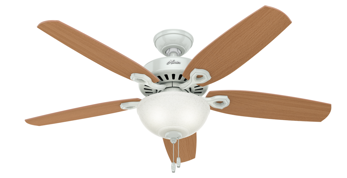 52 inch Builder White Ceiling Fan with LED Light Kit and Pull Chain