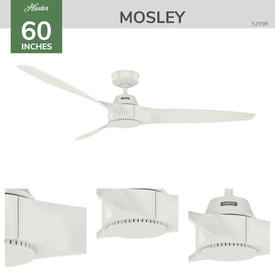 60 inch Mosley ENERGY STAR® Fresh White Damp Rated Ceiling Fan and Wall Control