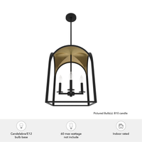 Dukestown 15-inch 4-light Natural Black Iron and Gold Leaf Lantern Pendant