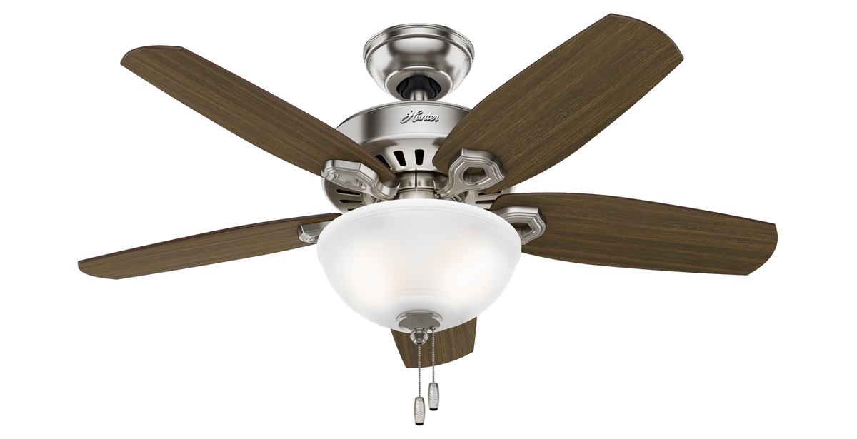 42 inch Builder Brushed Nickel Ceiling Fan with LED Light Kit and Pull Chain